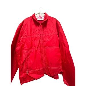 Vintage Sportcaster Ski Fashions Red Puffer Jacket Full Zip Quilted Winter Coat